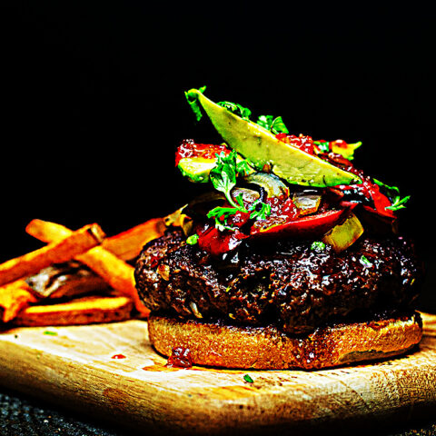 Meal photo - Summer Burger with Hot Pepper Jelly and Paprika Fries