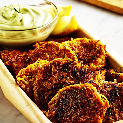 Meal photo - Vegetable Fritters with Avocado Blue Cheese Dip