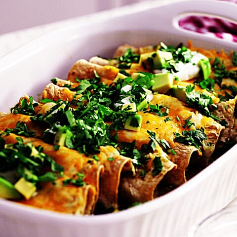 Meal photo - Black Bean, Egg, and Vegetable Breakfast Enchiladas Verdes