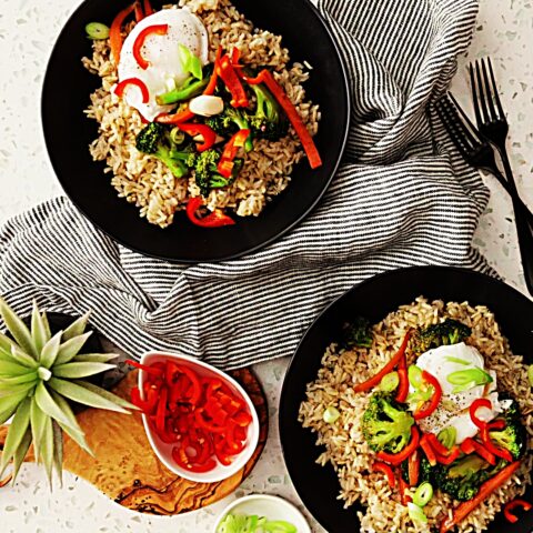 Meal photo - Broccoli and Brown Rice Bowls with Poached Eggs and Red Chilies