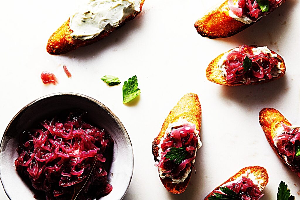 Meal photo - Creamy Blue Cheese and Red Onion Crostini