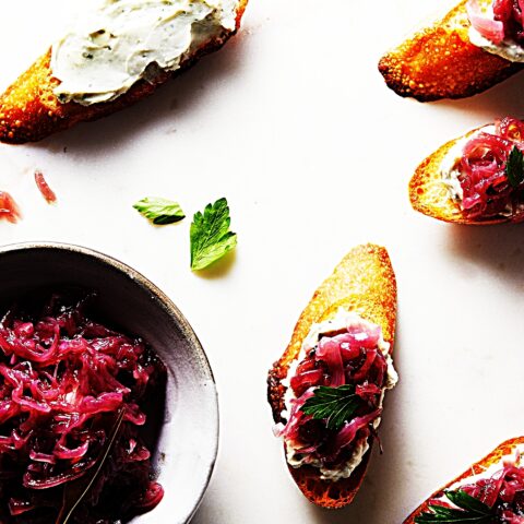 Meal photo - Creamy Blue Cheese and Red Onion Crostini