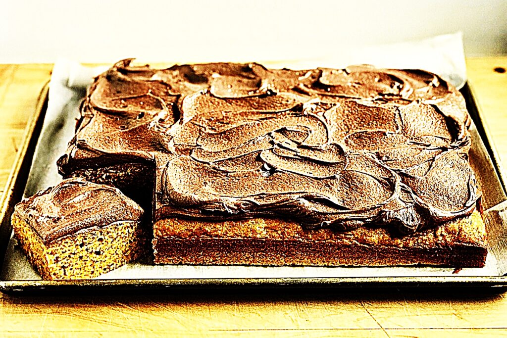 Meal photo - One-Bowl Pumpkin Sheet Cake with Chocolate Bourbon Buttercream