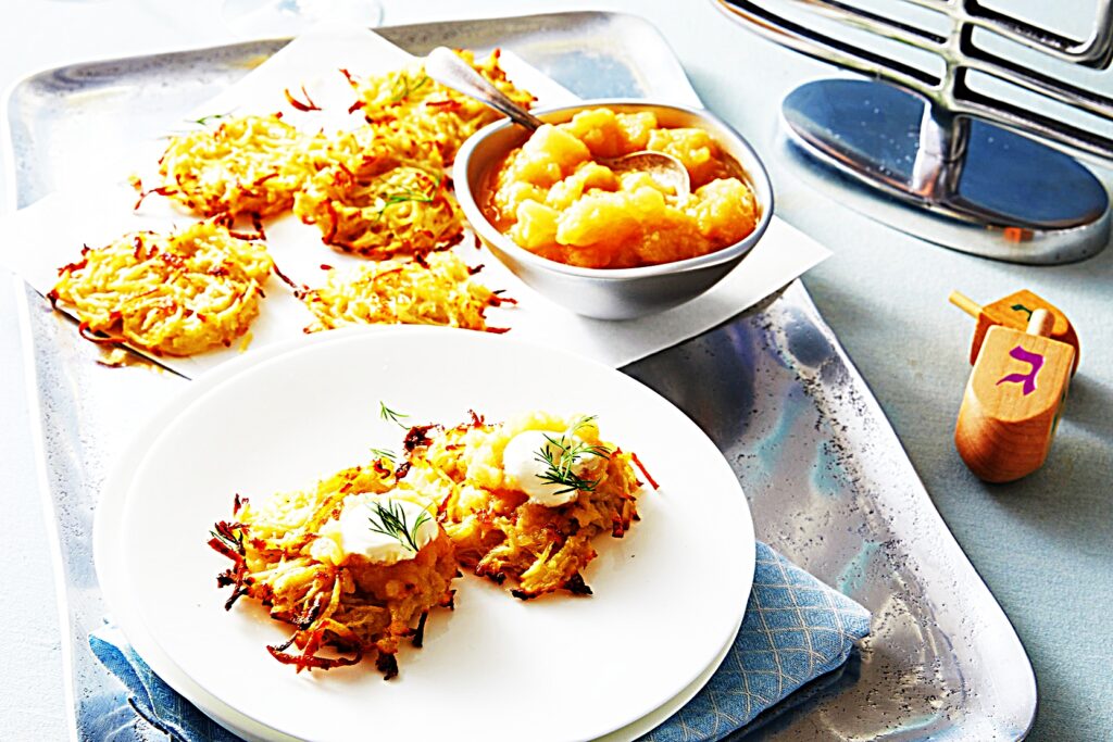 Meal photo - Oven-Fried Potato Latkes with Applesauce