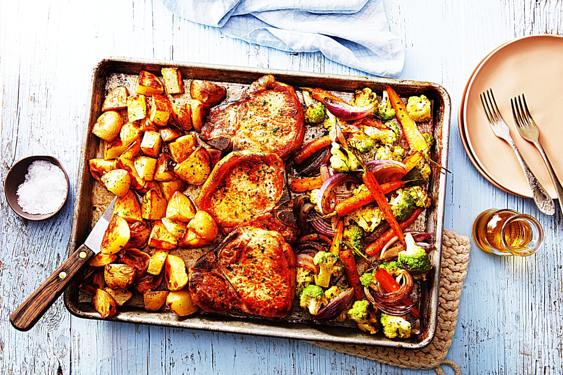 Meal photo - Quick & Easy Sheet Pan Pork Chops with Roasted Potatoes and Veggies