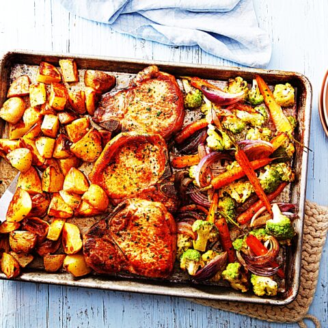 Meal photo - Quick & Easy Sheet Pan Pork Chops with Roasted Potatoes and Veggies