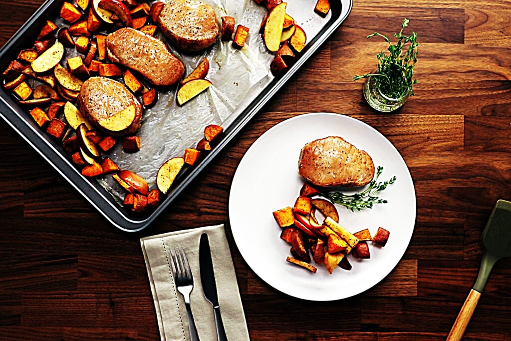 Meal photo - Sheet Pan Pork Chops with Sweet Potatoes and Apples