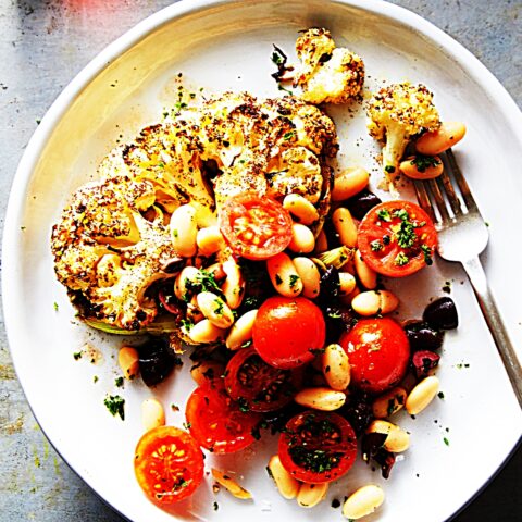 Meal photo - Za'atar-Roasted Cauliflower Steaks with Bean Salad