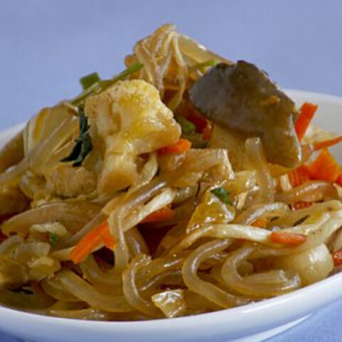 Glass Noodles with Vegetable Stir Fry (Jap Chae)