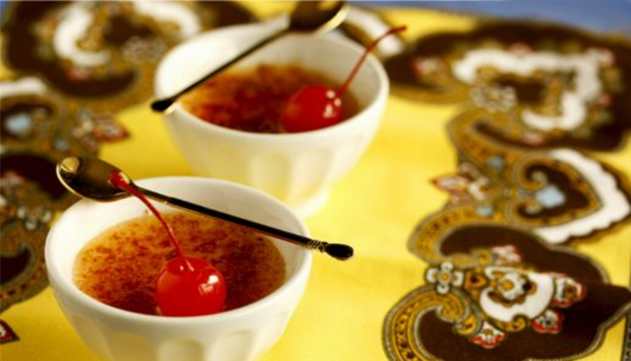 Cherry Creme Brulee with Stewed Cherries