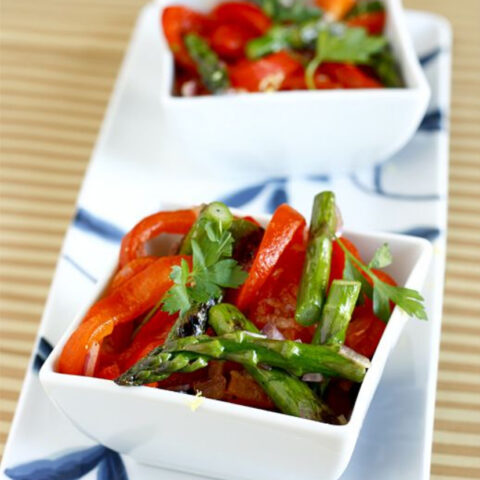 Roasted Red Bell Pepper and Asparagus