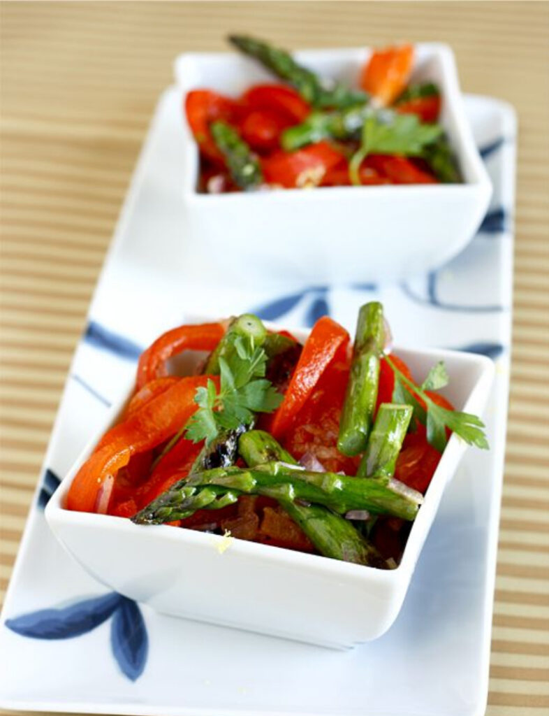 Roasted Red Bell Pepper and Asparagus