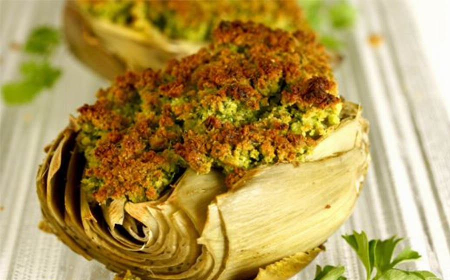 Baked Artichokes with Persillade Crust