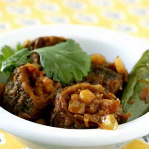 Stuffed Karela Recipe (Indian Bitter Melons with Chana Dal)