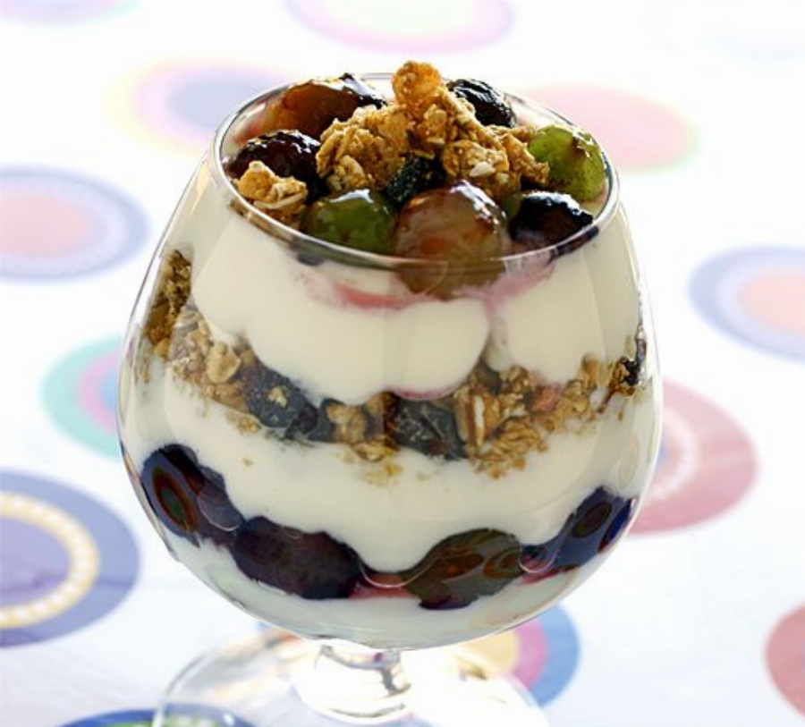 Fruit and Yogurt Parfait Recipe (Grapes and Granola Parfait)