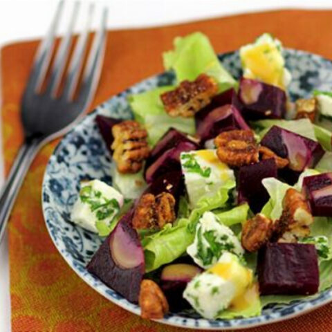 Roasted Beet Salad with Feta and Candied Pecans