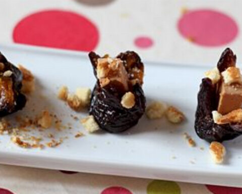 Easy Party Appetizers: Foie Gras Stuffed Prunes with Almond Tuiles