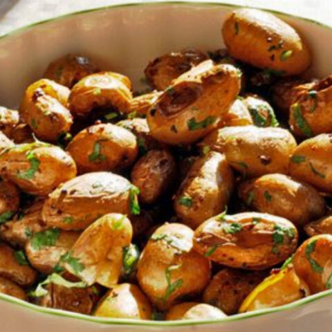 Roasted Garlic Fingerling Potatoes in Thyme and Butter