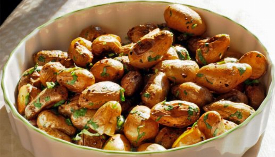 Roasted Garlic Fingerling Potatoes in Thyme and Butter