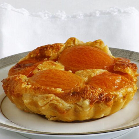 Apricot Tart with Almond Cream and Kaffir Lime Ginger Glaze