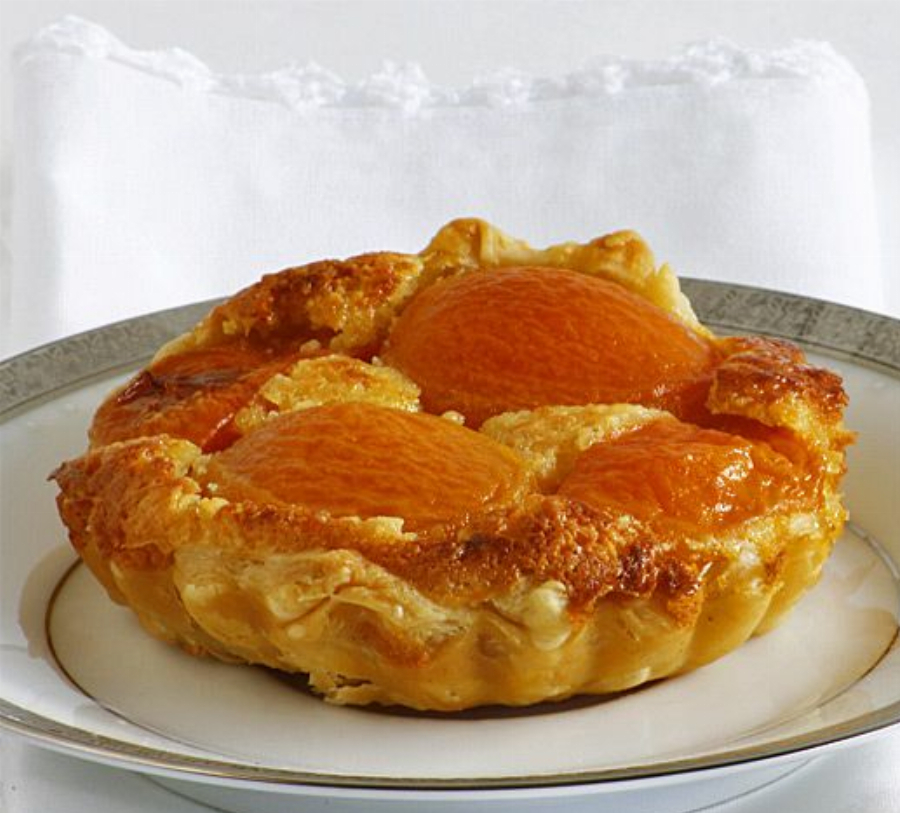 Apricot Tart with Almond Cream and Kaffir Lime Ginger Glaze