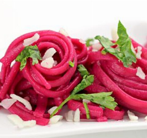 Linguine Pasta in Beet Sauce