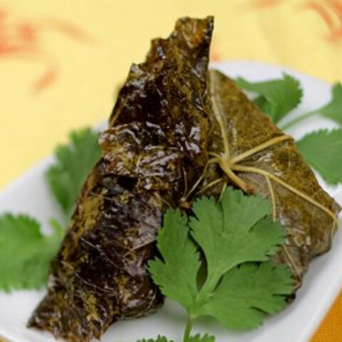 Vietnamese Stuffed Grape Leaves (Tau Hu Cuon La Nho)