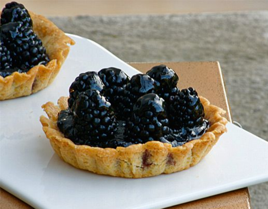 Blackberry Polenta Tart with a Kaffir Lime Ginger Glaze