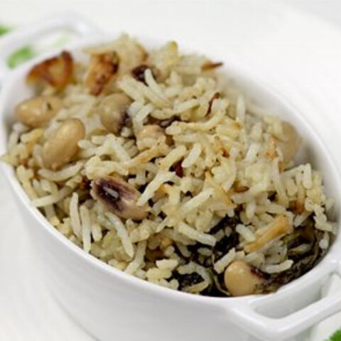 Indian Style Black Eyed Pea Rice (Pulao Recipe)