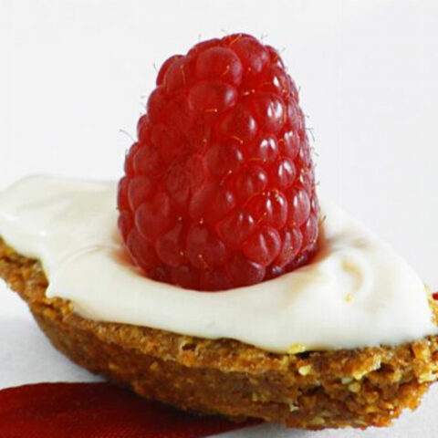 Frangipane Petit Four with Raspberry Mascarpone Frosting