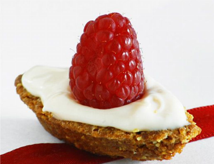 Frangipane Petit Four with Raspberry Mascarpone Frosting