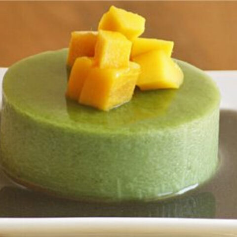 Matcha Green Tea Agar Agar with Sweet Black Sesame Sauce