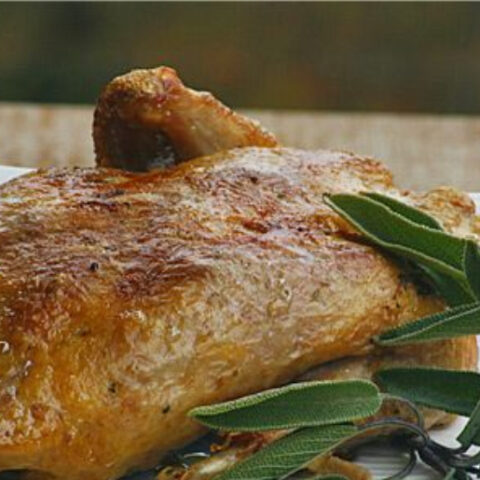 Roasted Pheasant Stuffed with Sage and Granny Smith Apples