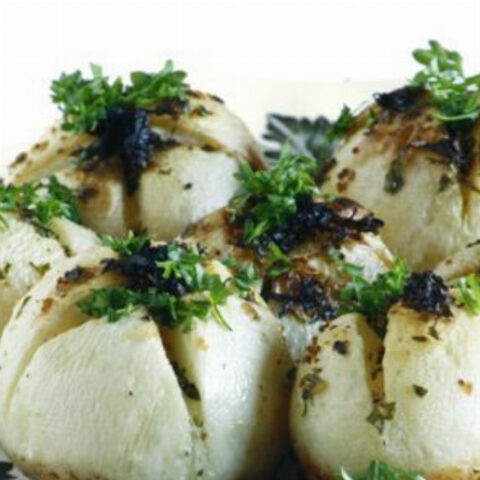 Navets Persilles (Roasted Turnips in Tarragon Parsley Butter)