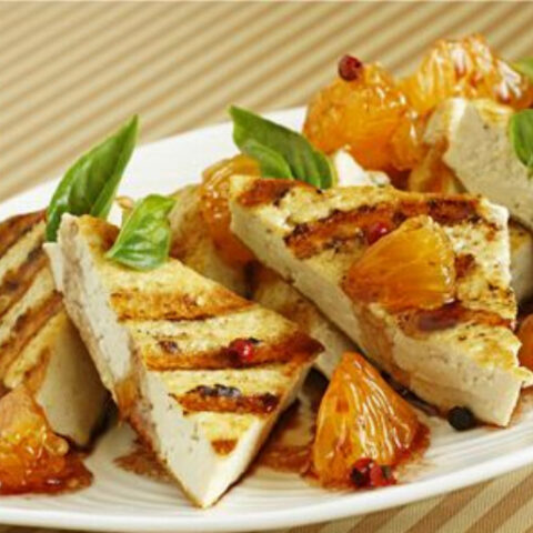 Pomegranate and Mandarin Marinated Tofu