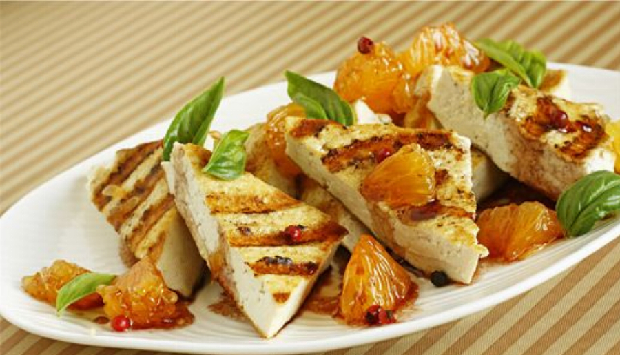 Pomegranate and Mandarin Marinated Tofu