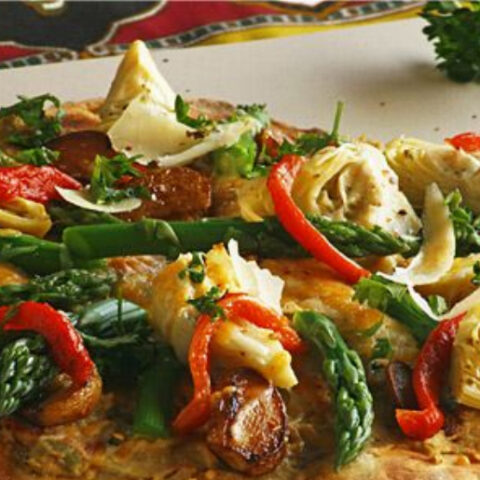 Summer Vegetables and Hummus Pizza