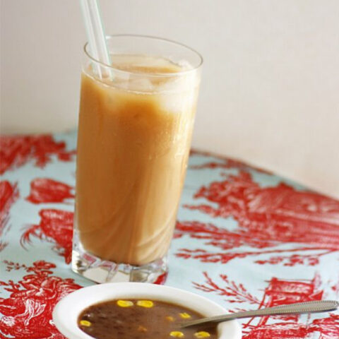 Sweet Coconut Red Bean Soup with Corn