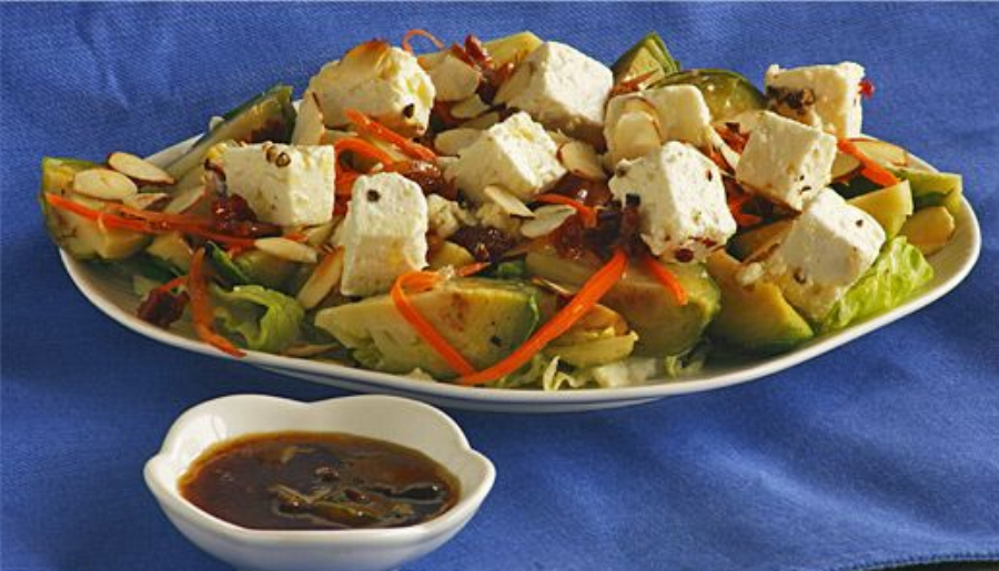 Brussels Sprout Salad with Marinated Feta Cheese