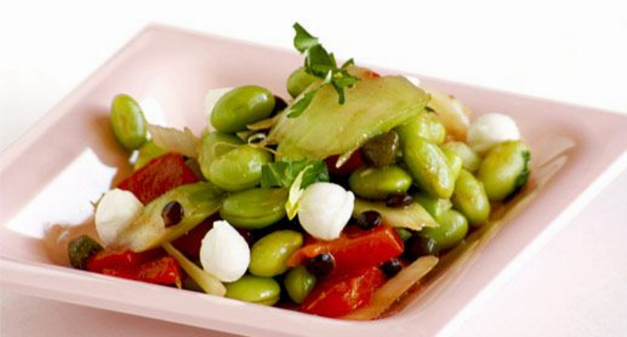 Edamame and Celery Salad with Roasted Peppers