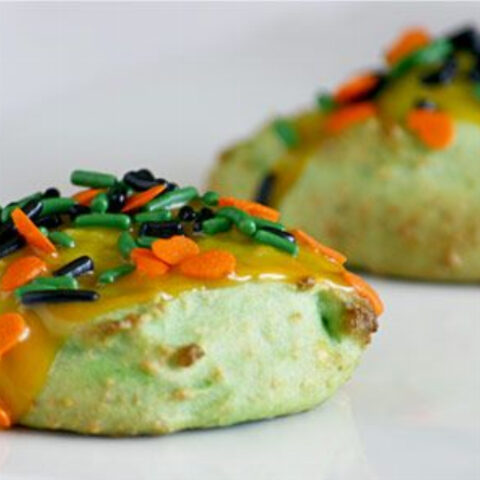 Halloween Pandan Ricotta Cookies with Carrot Icing