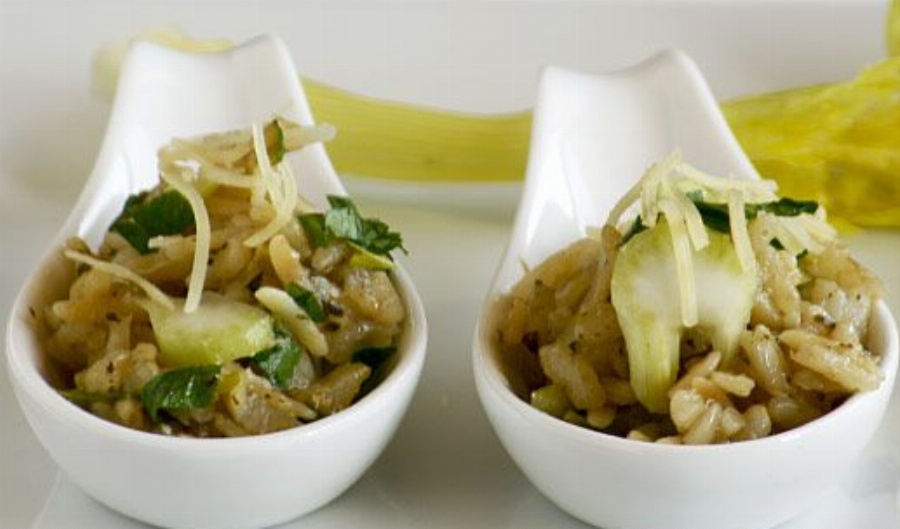 Celery Risotto with Pistachio Pesto