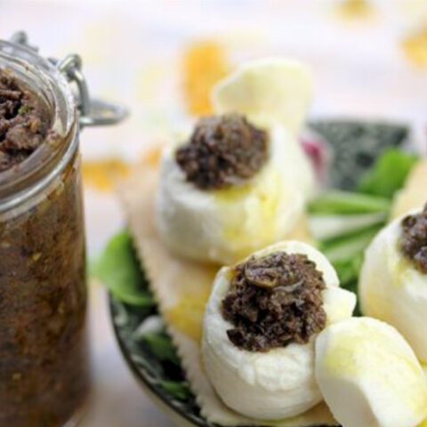 Tapenade Stuffed Mozzarella Cheese Appetizers