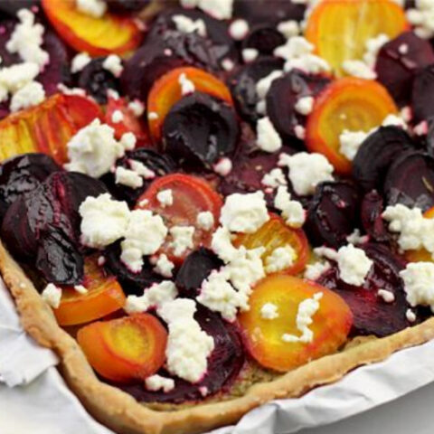 Beet Tart with Beet Green Pesto