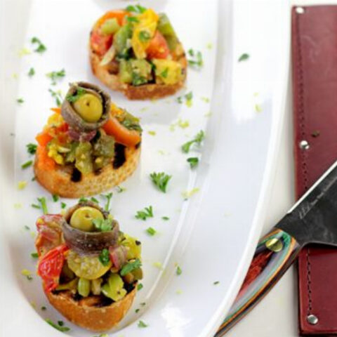 Tomato Crostini with Anchoiade