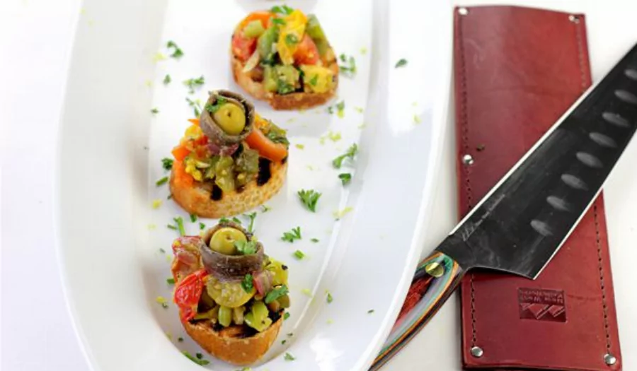 Tomato Crostini with Anchoiade