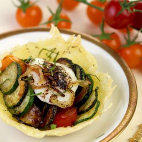 Vegetable Tian in Parmesan Cups