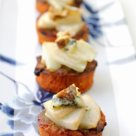 Pear Blue Cheese Yam Appetizers (Thanksgiving Recipe)