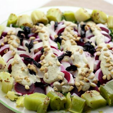 Beet Mozzarella Salad with Gorgonzola Dressing