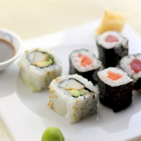 California Sushi Rolls and Tuna and Salmon Sushi